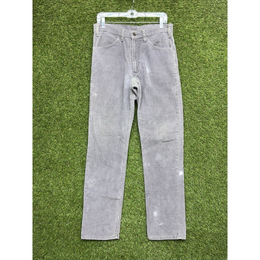 Levis 519 Jeans Mens 32x32 Gray Corduroy Pants 519 Cords White Tab USA Made 80s